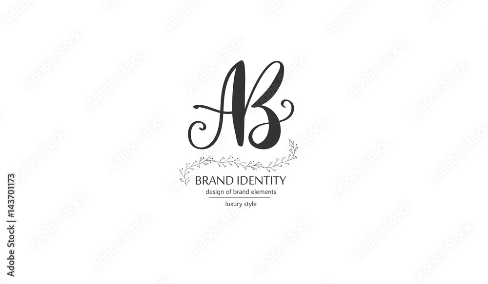 Luxury brand identity. Calligraphy AB letters - sophisticated logo design. Luxury brand identity. Calligraphy AB letters - sophisticated logo design.