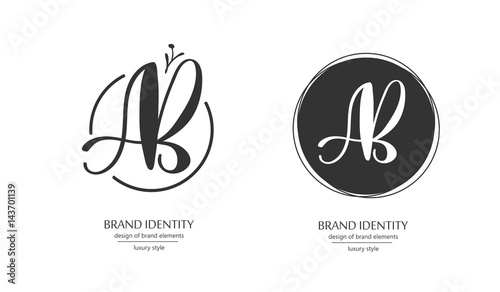 Luxury brand identity. Calligraphy AB letters - sophisticated logo design.