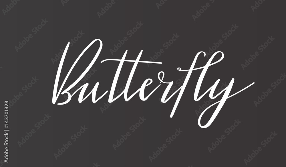 Obraz premium Calligraphy 'Butterfly' inscription - sophisticated logo design. Couple business card designs included