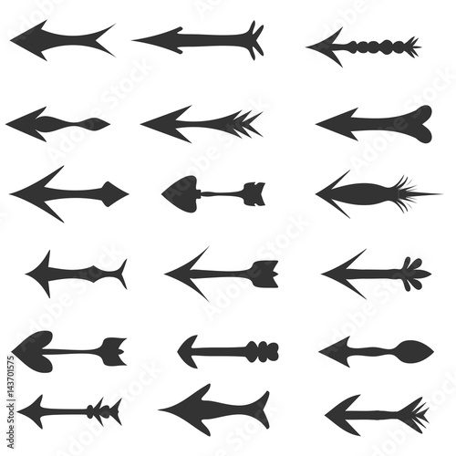 set of decorative hand-drawn arrows. vector illustration.
