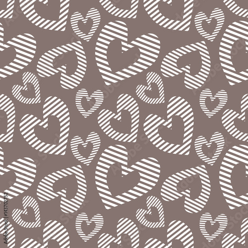 Seamless vector pattern with hearts. Background with hand drawn ornamental symbols. Template for wrapping, decor, surface, cards, backgrounds, textile, print. Repeat ornament. Series of Love Patterns.