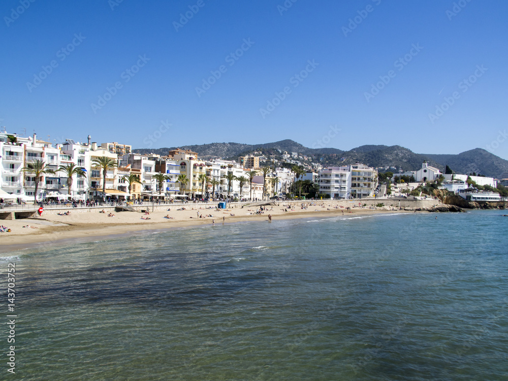 Vistas de la costa en Sitges, Cataluña,España