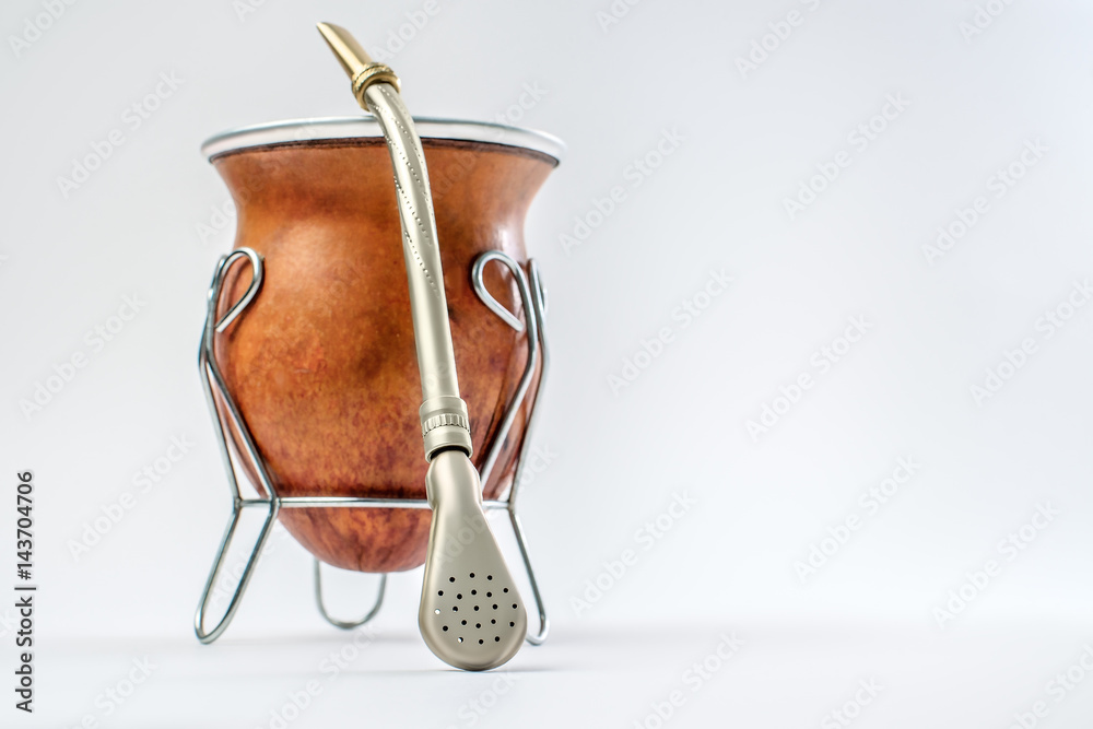 Calabash for herbal tea mate on white background