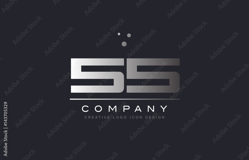 55 fifty five number silver grey metal logo icon deign vector 55 fifty five number silver grey metal logo icon deign vector