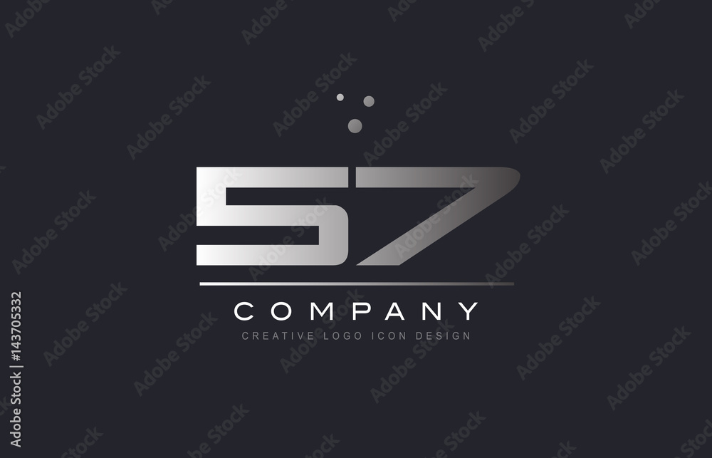 57 fifty seven number silver grey metal logo icon deign vector 57 fifty seven number silver grey metal logo icon deign vector