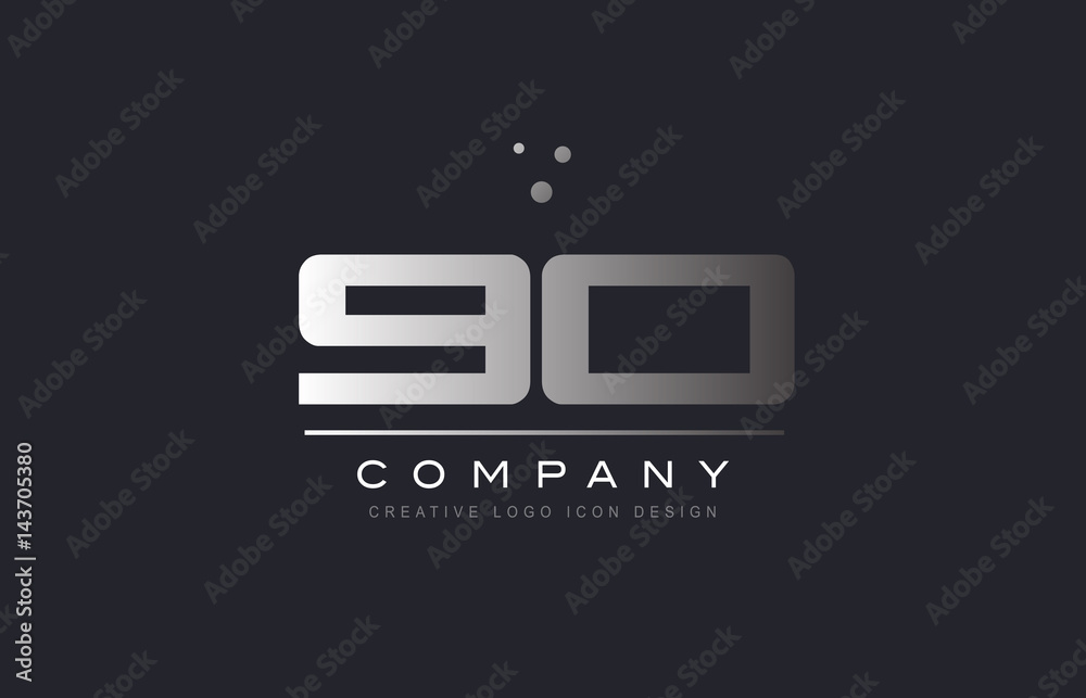90 ninety number silver grey metal logo icon deign vector 90 ninety number silver grey metal logo icon deign vector
