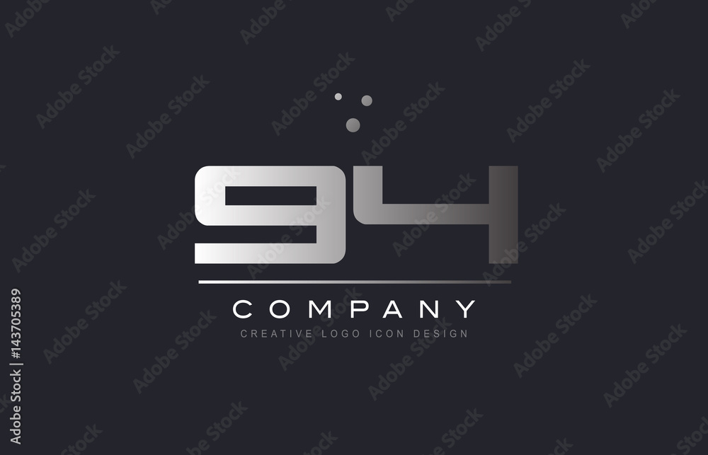 94 ninety four number silver grey metal logo icon deign vector 94 ninety four number silver grey metal logo icon deign vector