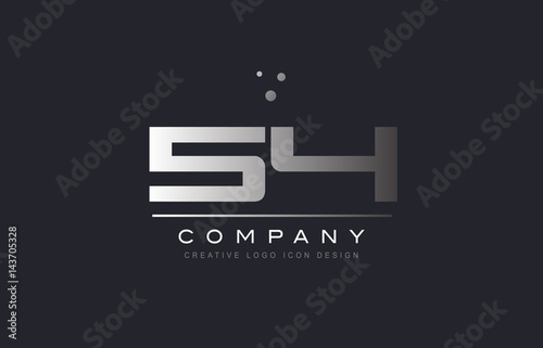 54 fifty four number silver grey metal logo icon deign vector