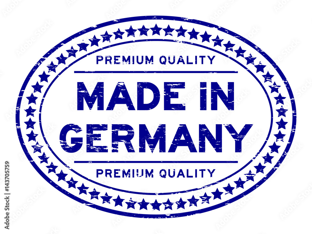 Grunge blue premium quality made in Germany oval rubber seal stamp