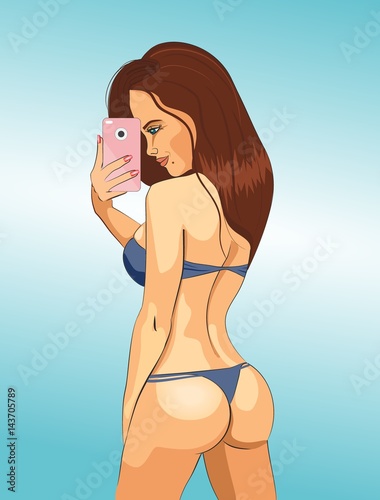 Girl in a bikini, selfie