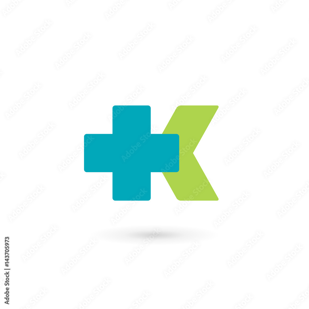 Letter K cross plus medical logo icon design template elements Letter K cross plus medical logo icon design template elements