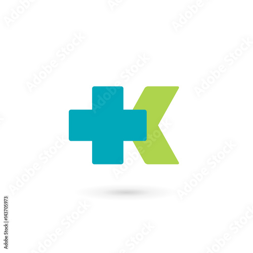 Letter K cross plus medical logo icon design template elements