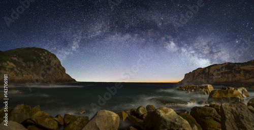 Curved Milky Way over the sea