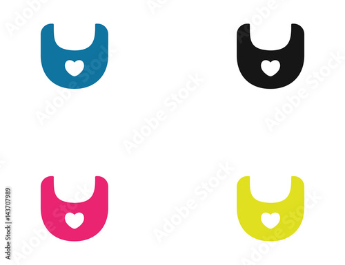 Flat set of baby lunch wearing icons