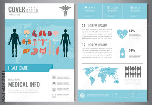 Medical Brochure Design Template. Healthcare and Medical concept. Flyer with medicine icons. Vector