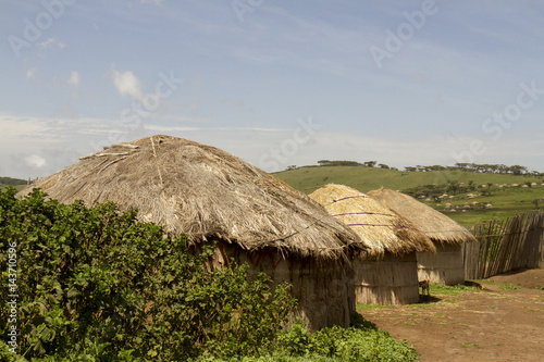 Maasai huts in village