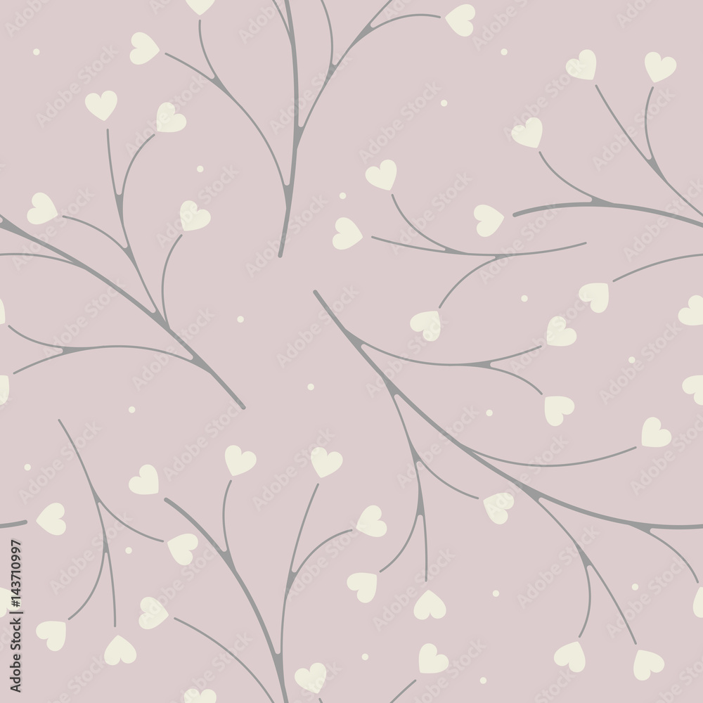 Spring seamless pattern with decorative plants Spring seamless pattern with decorative plants
