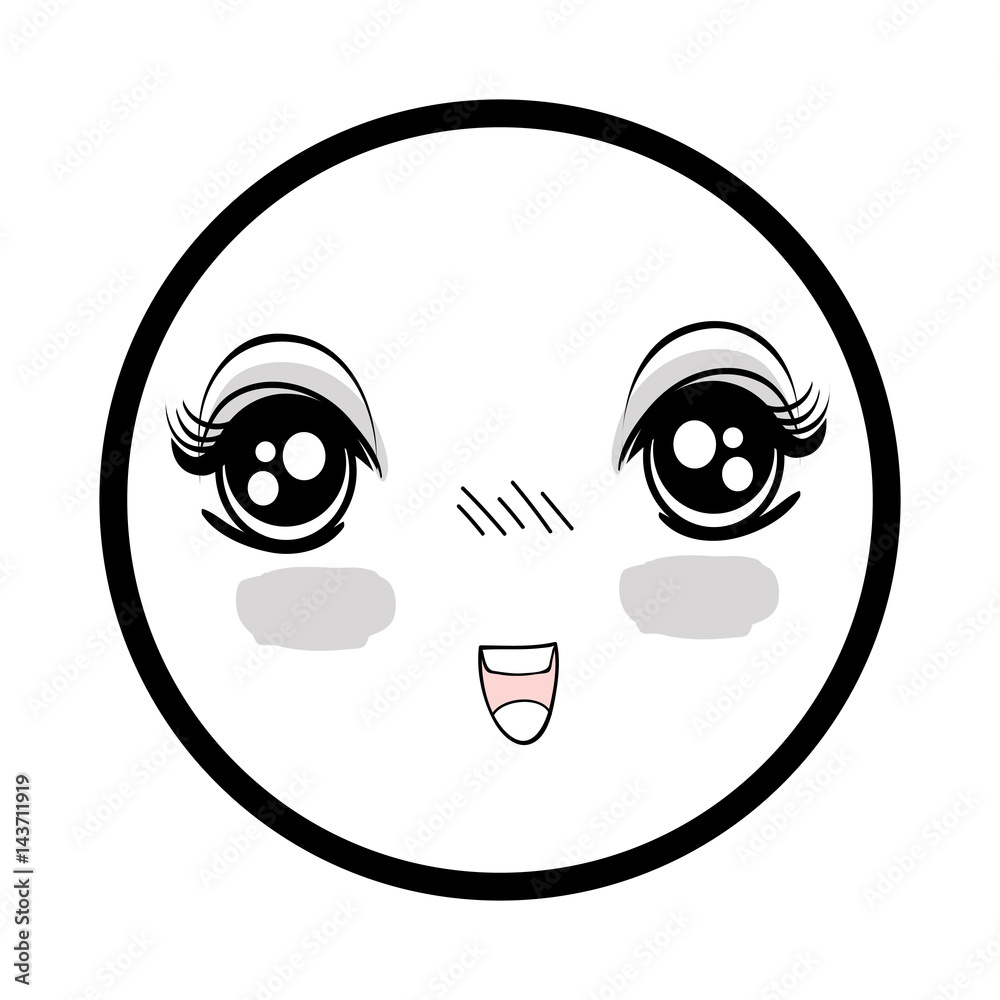 symbol anime surprised happy face woman Stock Vector | Adobe Stock