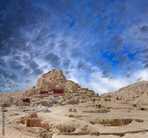 Tholing Monastery and Citadel Tsaparang - ruins of the ancient capital of Guge Kingdom in Tibet, China photo