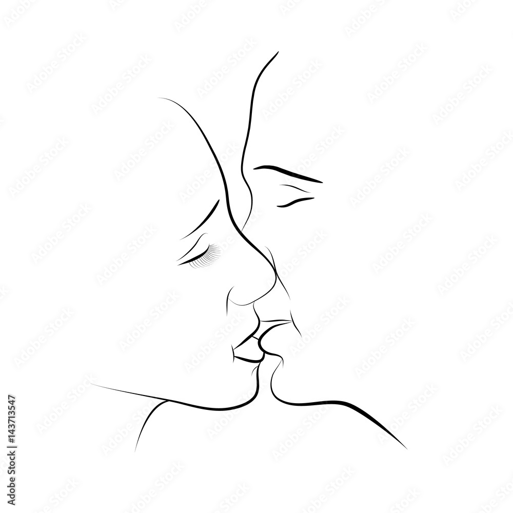 Sketch of a young couple in love.line art in a minimalist style.modern art.  | Download on Freepik