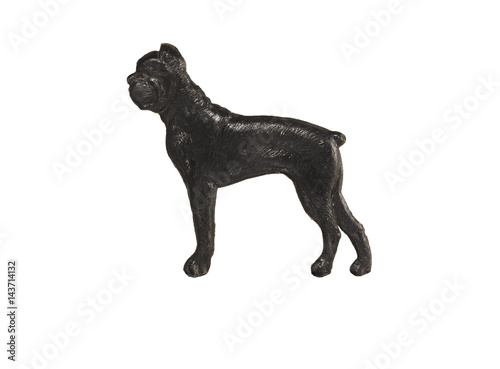 Black dog figure on white background, Boxer photo