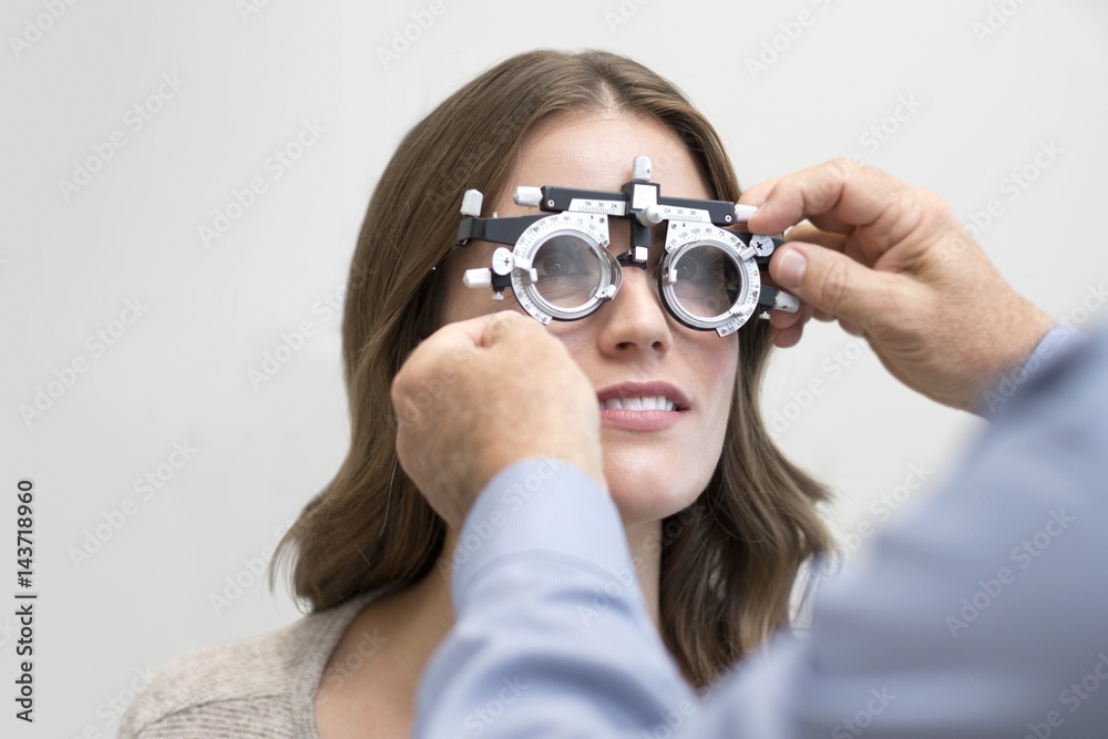 Woman having eye test Woman having eye test