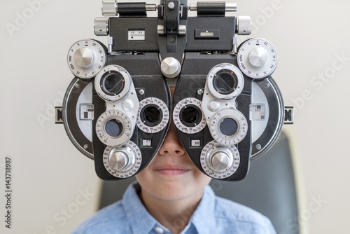 Boy having his eyes tested