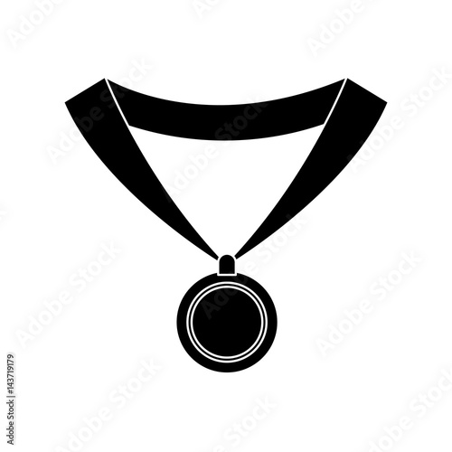 medal with ribbon icon image vector illustration design black and white