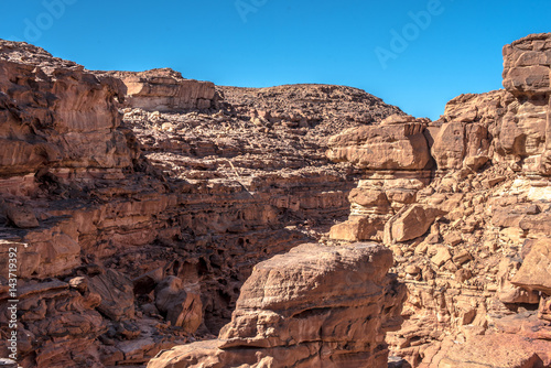 Colored stone canyons in the desert