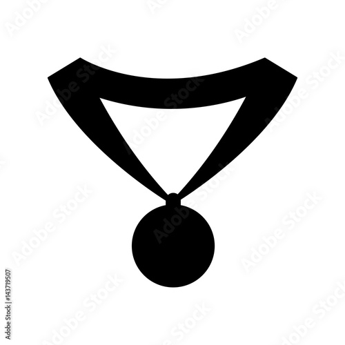medal with ribbon icon image vector illustration design  black silhouette