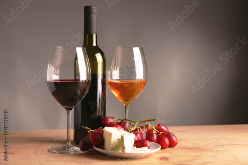 bottle of wine and glass on the table