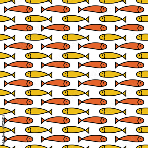 orange and yellow fish seamless pattern