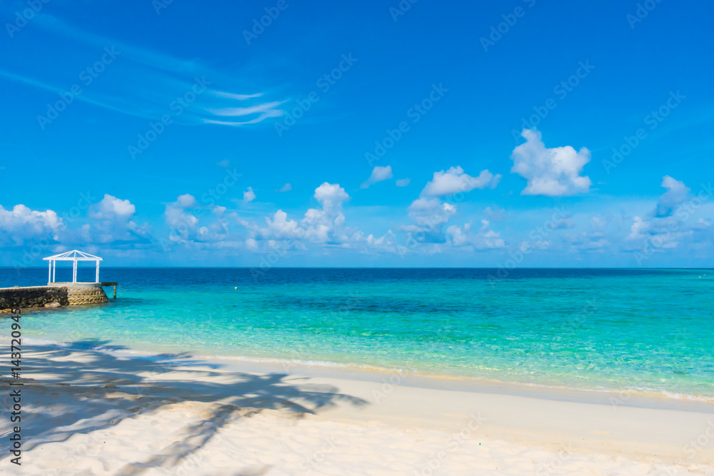 Fototapeta premium Beautiful tropical Maldives island with white sandy beach and sea .