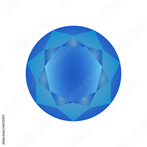 Diamond icon. Vector Illustration. Shiny crystal sign. Brilliant stone.Blue stone isolated on white background. Fashion modern design. Flat element. Symbol gift, jewel, gem or royal, rich.