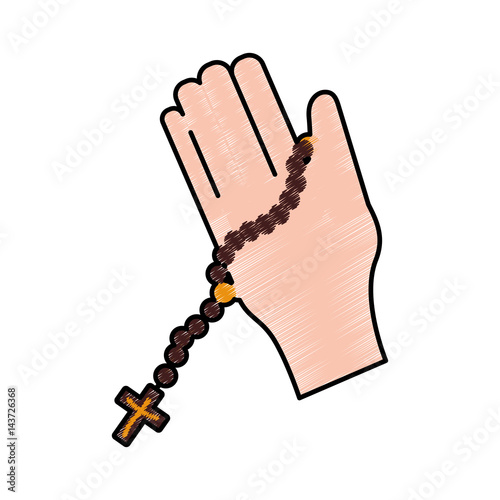 Rosary catholic faith icon vector illustration graphic design