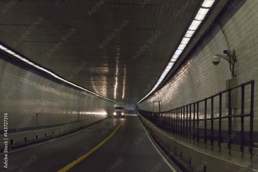 Fototapeta premium Dark Drive Through the Chesapeake Bay Bridge Tunnel