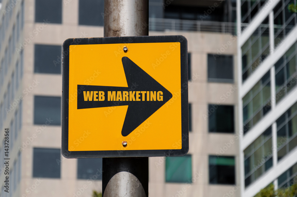 Directional sign with conceptual message WEB MARKETING