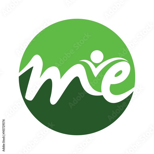 swoosh person and letter M and E logo vector.