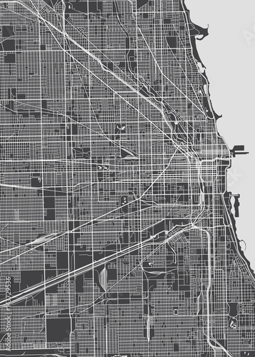 Chicago city plan, detailed vector map
