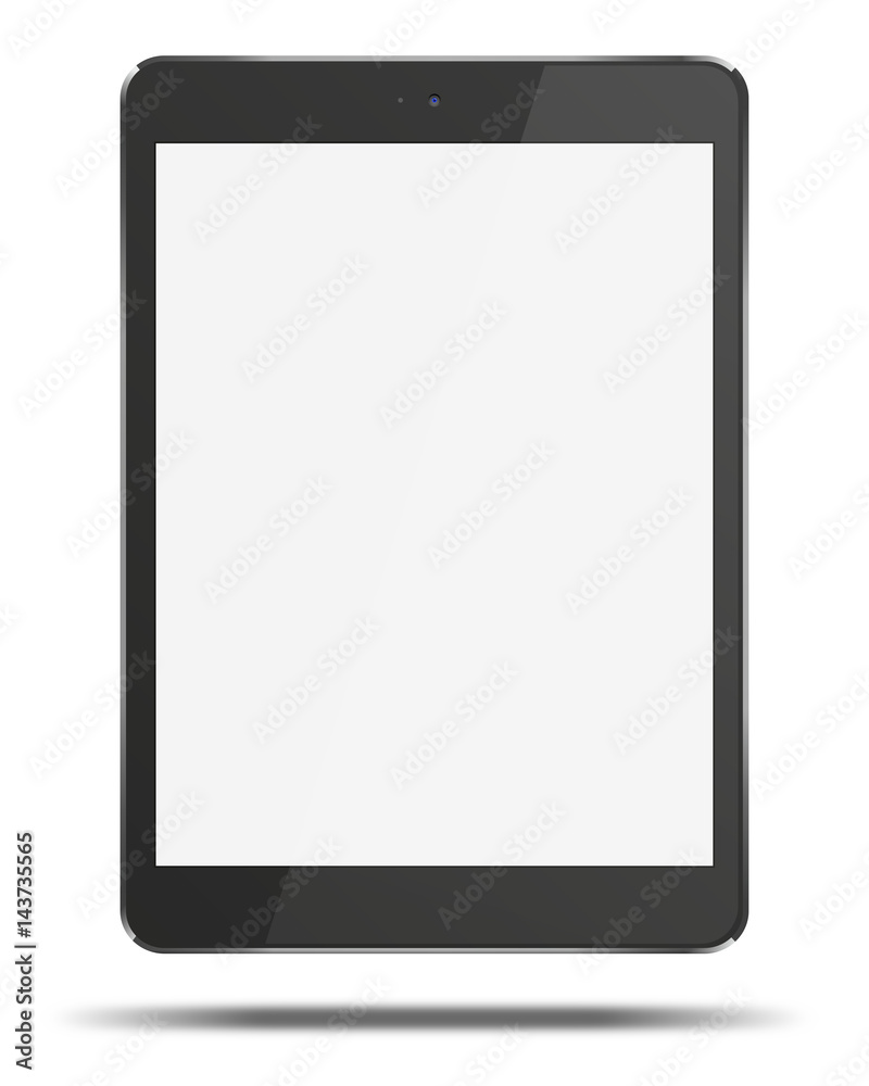 Realistic tablet pc computer with blank screen and shadows isolated on white background. 3D illustration. Realistic tablet pc computer with blank screen and shadows isolated on white background. 3D illustration.