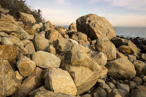 Pile of granite boulders left by the glaciers, Madison, Connecticut. © duke2015