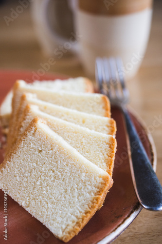 slices of sponge cake with tea