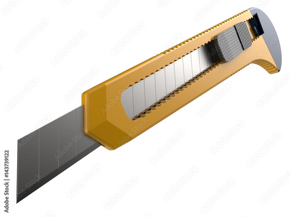 3d illustration of a knife stationery on a white background 3d illustration of a knife stationery on a white background