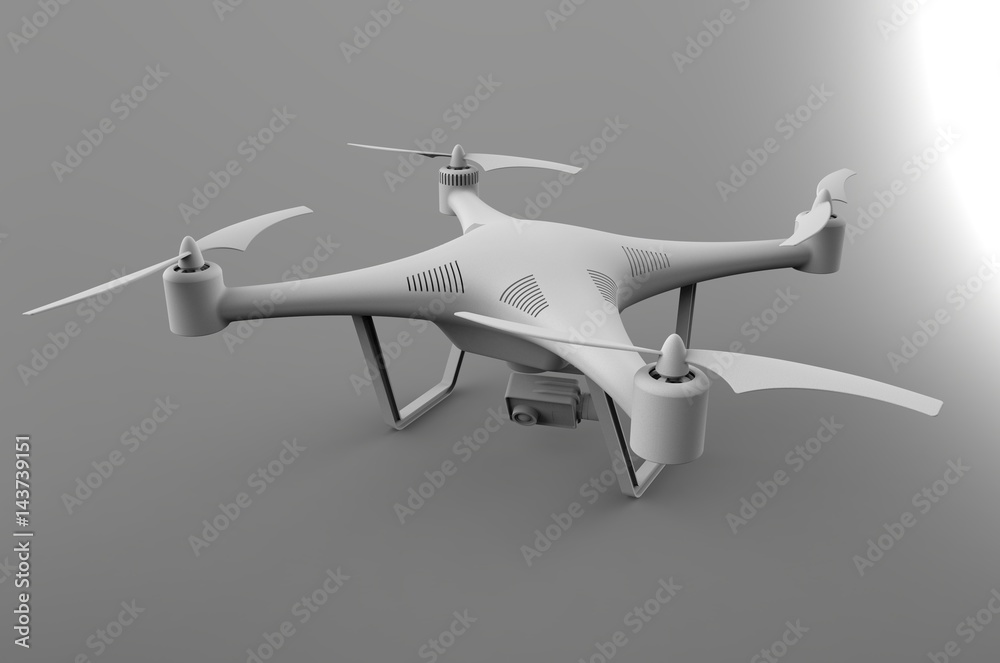3D illustration of a quadcopter without textures 3D illustration of a quadcopter without textures