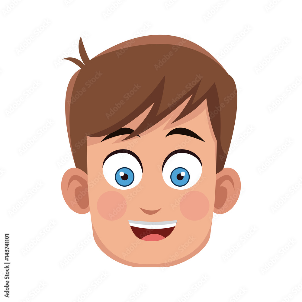 happy boy face, cartoon icon over white background. colorful design. vector illustration happy boy face, cartoon icon over white background. colorful design. vector illustration