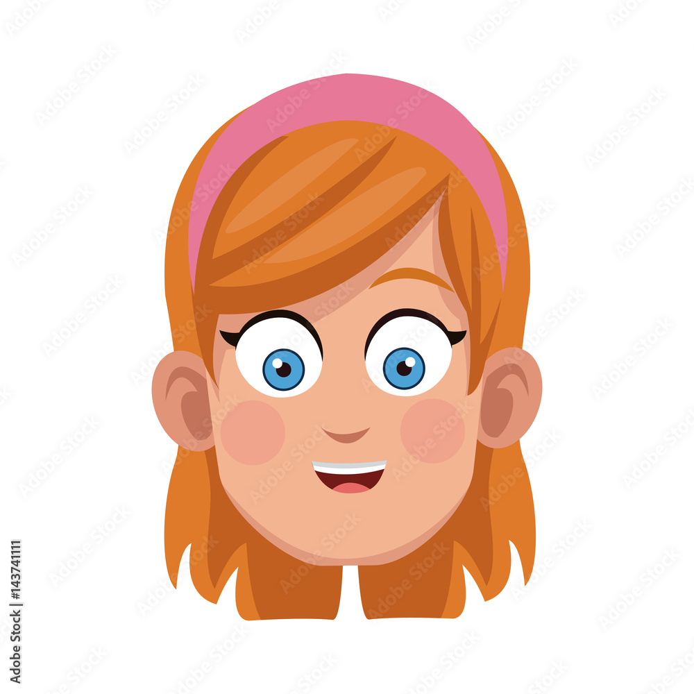 happy girl face, cartoon icon over white background. colorful design. vector illustration happy girl face, cartoon icon over white background. colorful design. vector illustration