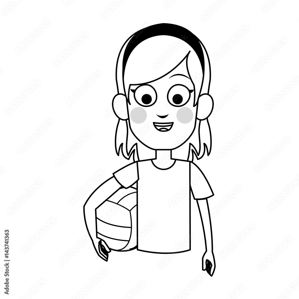 girl with volleyball ball, cartoon icon over white background. vector illustration girl with volleyball ball, cartoon icon over white background. vector illustration