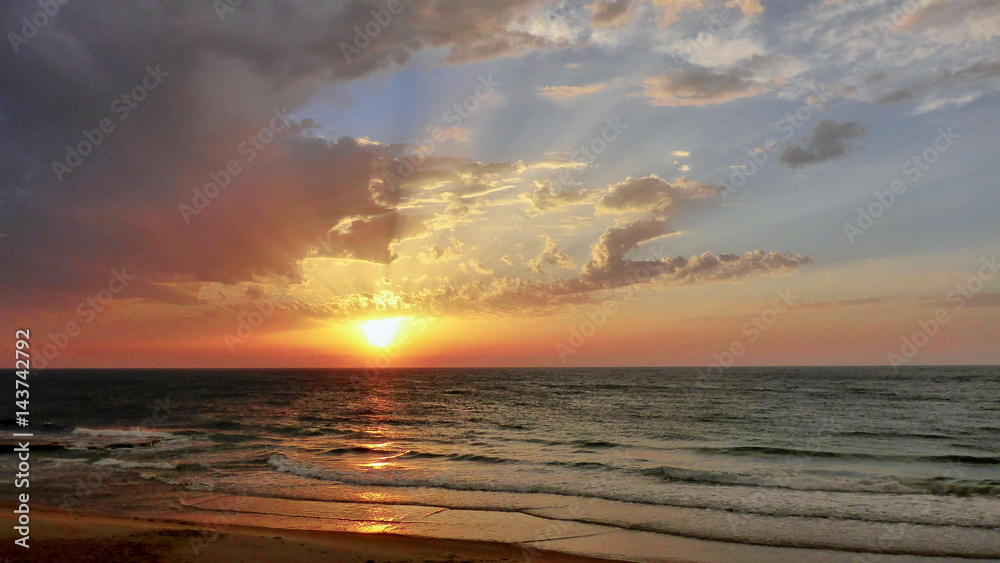 Sea view at sunset in Tel Aviv.