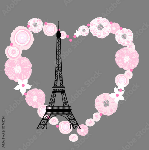 Eiffel tower and flowers. 