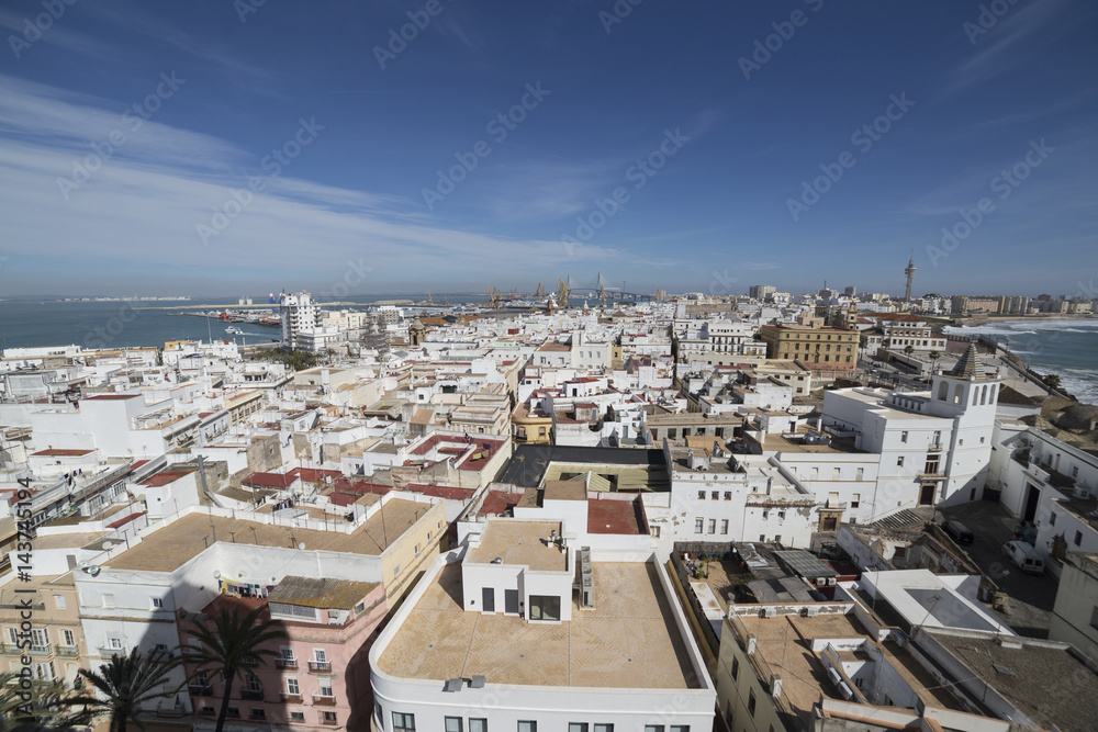 View of the historic center of Cadiz from the observation deck, take in Cadiz, Andalusia, Spain